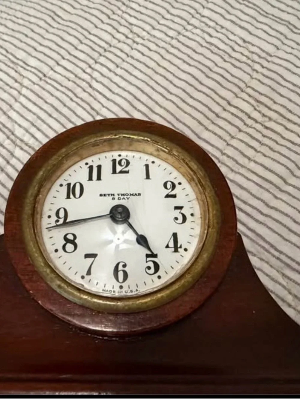 Antique Seth Thomas Mantel Clock with Brass Trim Works and Keeps Time